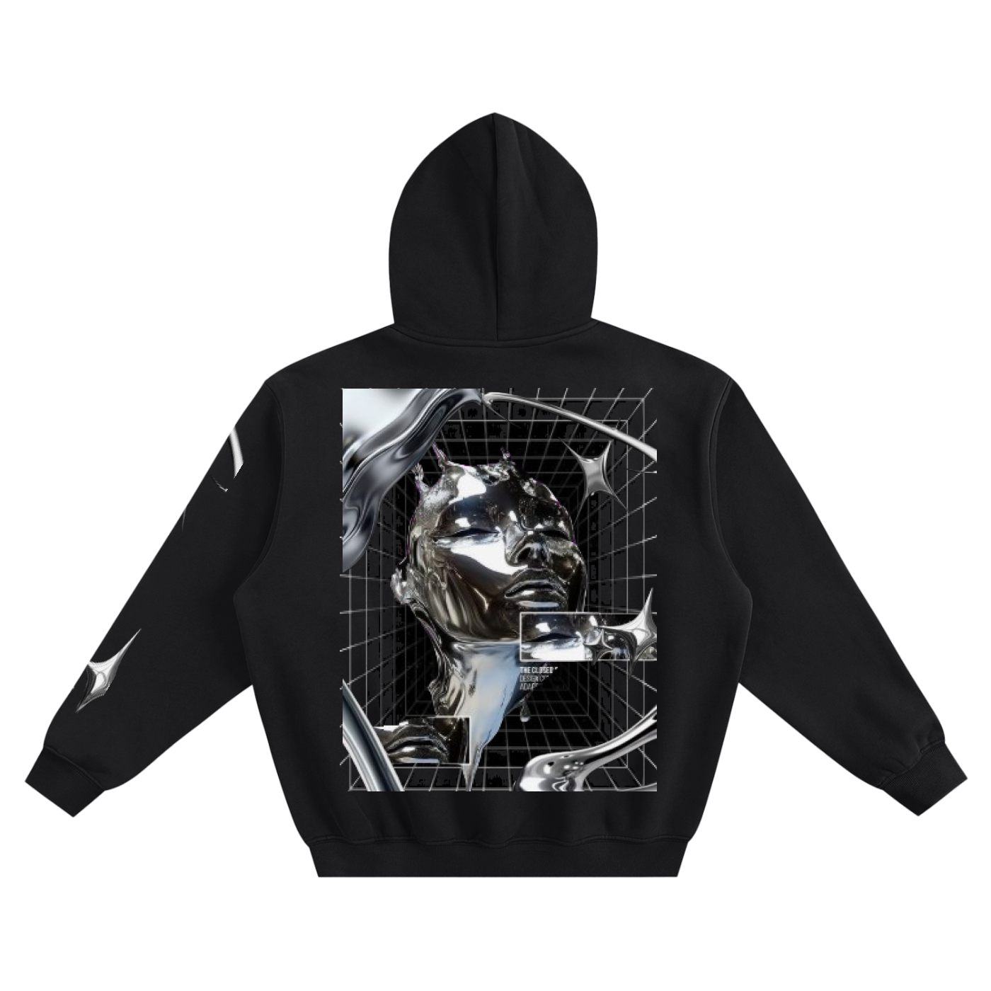 Fleeced Boxy Silver Graphic Hoodie