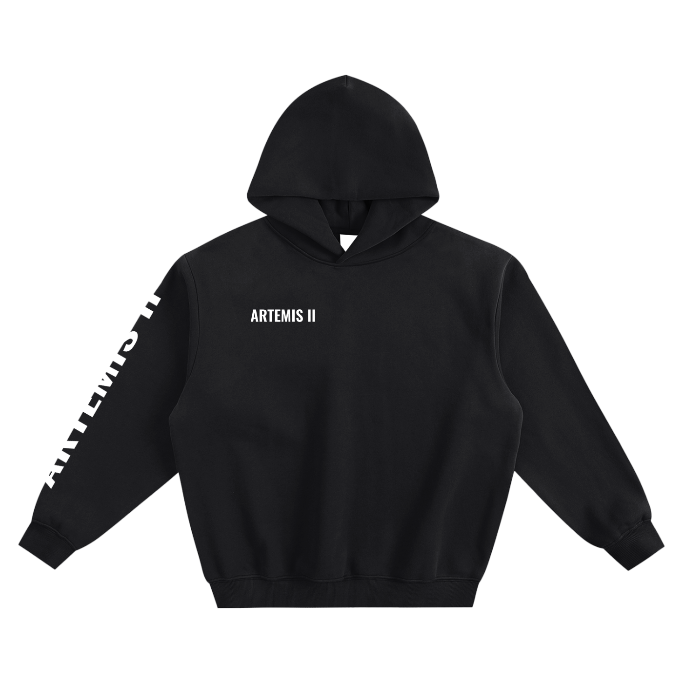 Fleeced Boxy Artemis II Hoodie with writing on side