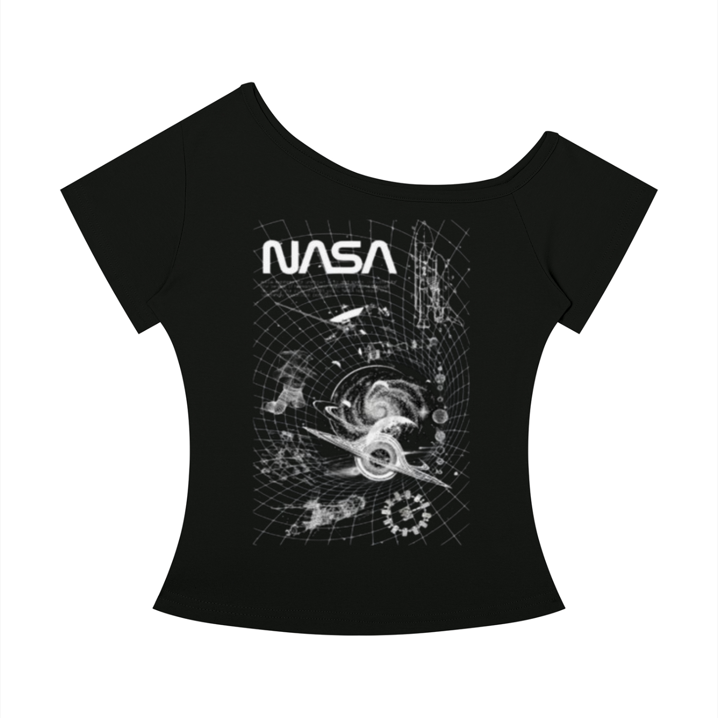Women’s Off-the-Shoulder NASA Graphic T-Shirt